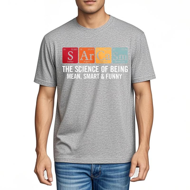 Plus Size Summer Unisex T Shirt Sulfur Argon Calcium Samarium The Science Of Being Mean Smart Funny Short Sleeve Relaxed Fit