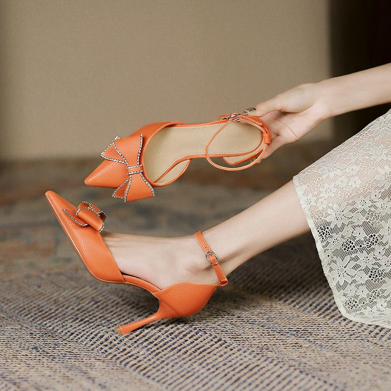 High-heeled Sandals  Summer Fairy Style Pointed Toe Hollow High-heeled Shoes Women Korean Version Shallow Mouth Stiletto Shoes Women