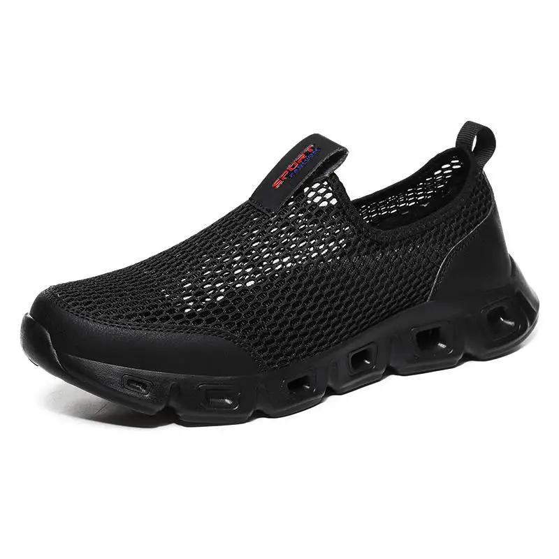 Summer Shoes Men Couple Casual Shoes Fashion Lightweight Breathable Walking Sneakers Slip-on Mens Mesh Flats Shoes Plus Size 48
