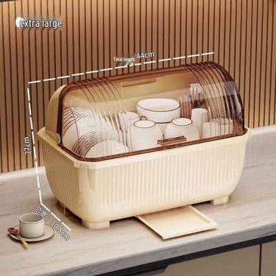 YouShu Kitchen Bowl and Dish Storage Cabinet with Lid and Drainage Tray
