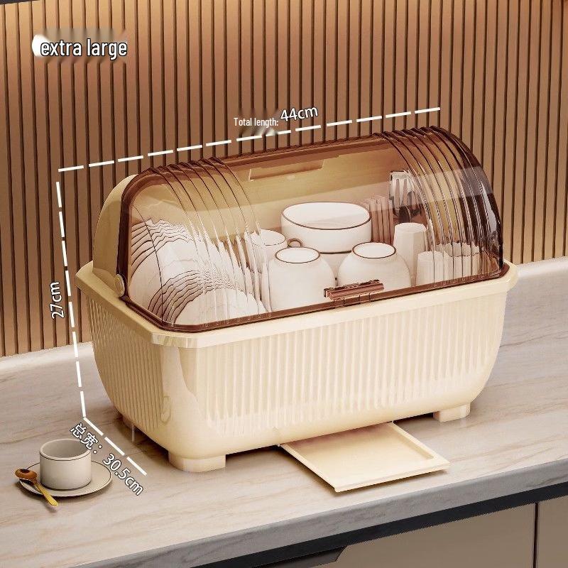 YouShu Kitchen Bowl and Dish Storage Cabinet with Lid and Drainage Tray
