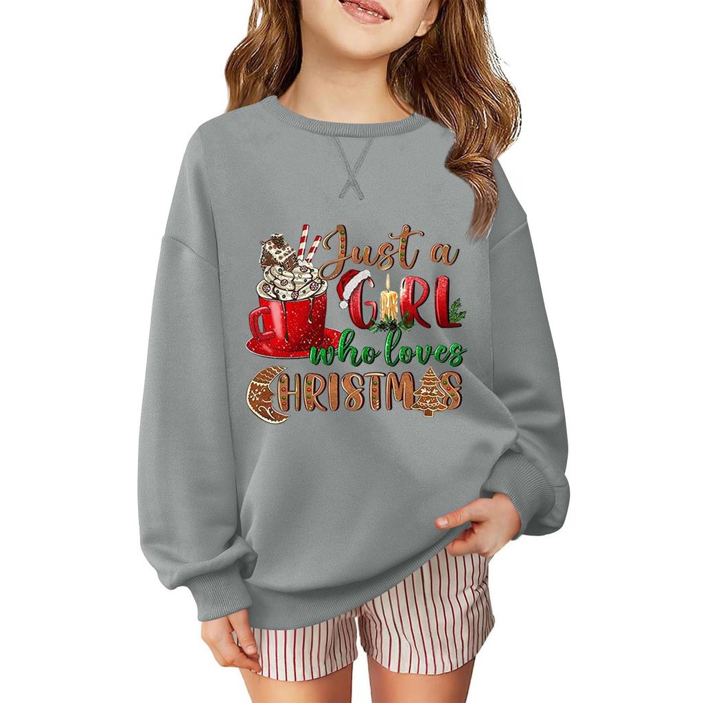 Дитячий Модний Повсякденний Пуловер-Світшот Вільного Крою з Довгим Рукавом та Різдвяним Принтом