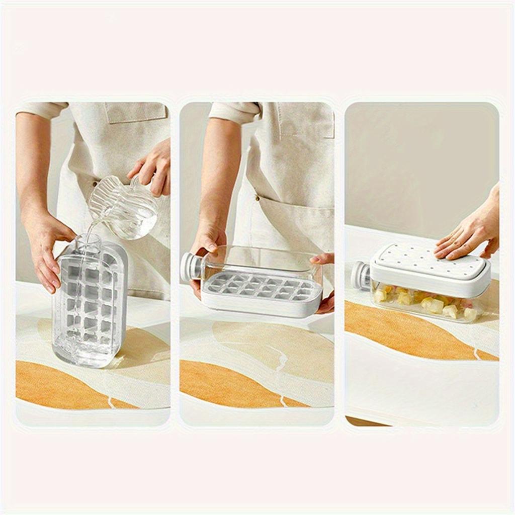 2 In 1 Ice Cube Maker Water Bottle , Touch Free Silicone Ice Trays, 12/18 Grids, Leak Proof, Easy Release for Home/Office/Trave