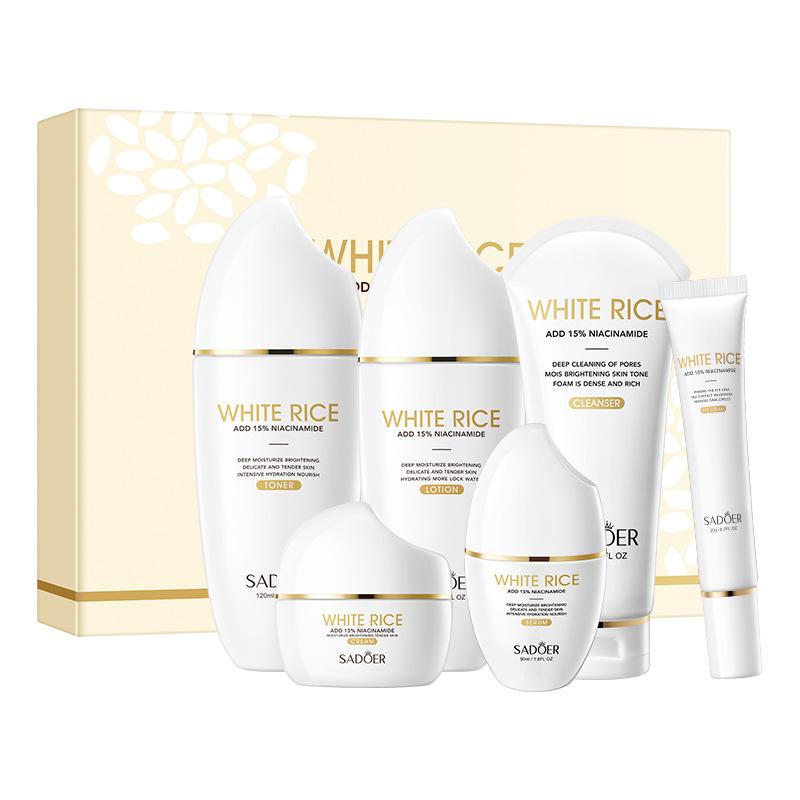 

Белый рис никотинамид осветляющий и отбеливающий роскошный набор из 6 предметов против морщин и против старения кожи уход за кожей лица