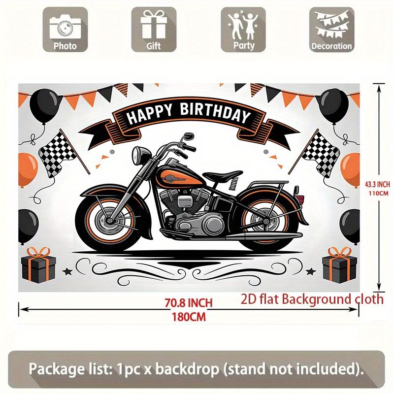 1pc Birthday Gift Box Motorcycle Hanging Banner Polyester