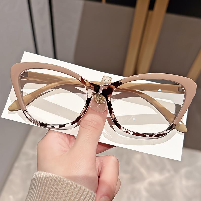 Elegant Cat Eye Reading Glasses for Women - Chic Color Block Frame Clear Lens Fashionable Computer Screen Presbyopia 1.0 to 4.0