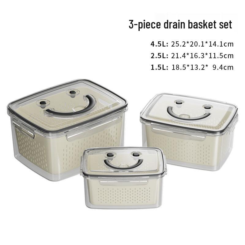 Outdoor Food-Grade Double-Layer Drain Basket & Storage Box for Vegetables & Fruits - Insect & Dust Proof, Fresh-Keeping for Refrigerator.