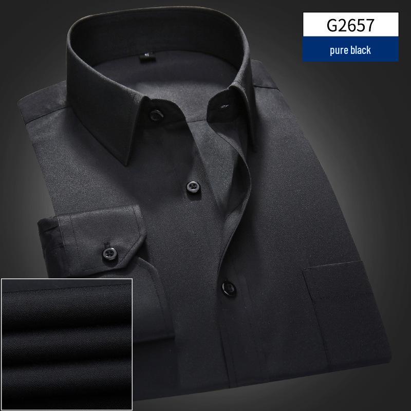 Men's Solid Color Long-Sleeve Business Shirt - Formal Workwear
