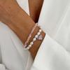 2Pcs/Set Elegant Pink Crystal Heart Bracelets for Women Vintage Imitation Pearl Double-Layer Bracelet Y2K Charm Jewelry Gift