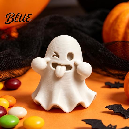 Cute Desk Accessories Halloween Ghost Figurine 3D Printed Face Statue Spooky Indoor Accents Tabletop Ornament for Shelf Desk Home Party Decor PLA