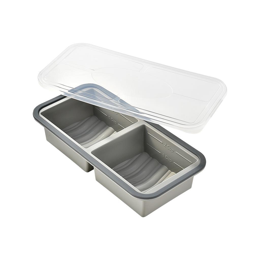 Silicone Compartment Food Storage Container with Lid Bento Box Freezer Microwave Safe Leakproof Meal Prep for Home Outdoor