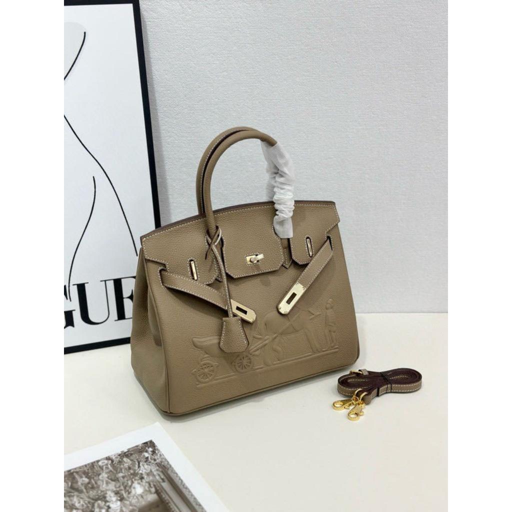 24 European and American Retro Horse Head Platinum Bag Leather Women's Bag Crossbody Bag Versatile Top Layer Bag Cowhide Bag 2024 Handheld