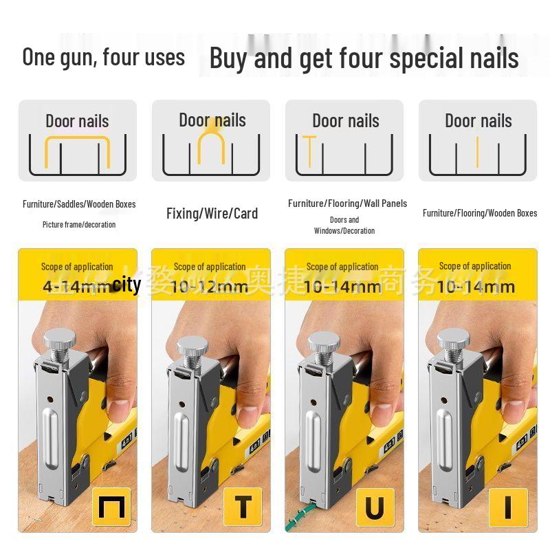 4-in-1 Staple Gun & Brad Nailer for Woodworking, Decoration, and Furniture