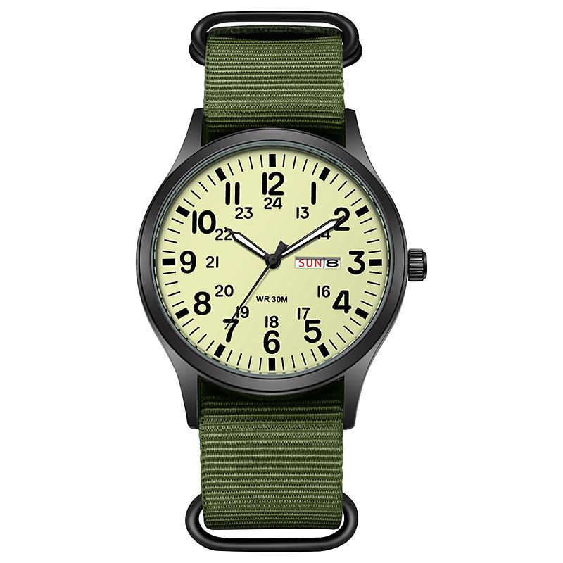 TPW 2024 Men's Luminous Nylon Quartz Watch with Date and Week Display