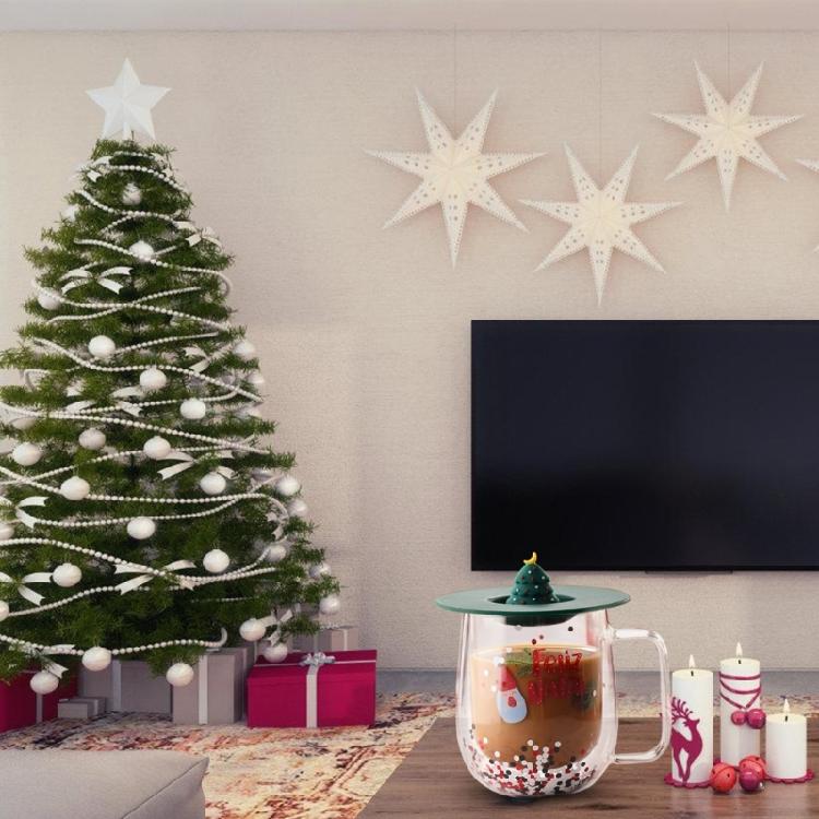 Insulated Christmas Glasswares Holiday Seasonal Coffee Mugs Insulated Glass Cup for Coffee Hot Chocolate