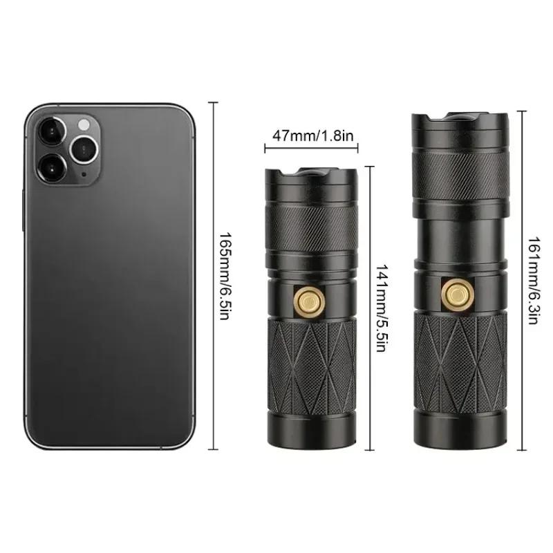 High Power LED White Laser Flashlight Type C Rechargeable Tactical Torch Zoom Lantern Long Range Spotlight for Camping Outdoor