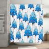 GAEChristmas Tree Shower Curtain Blue Festive Pattern with Red Stars White Shower Curtains for Bathroom Decor Size69x70 (LxW)