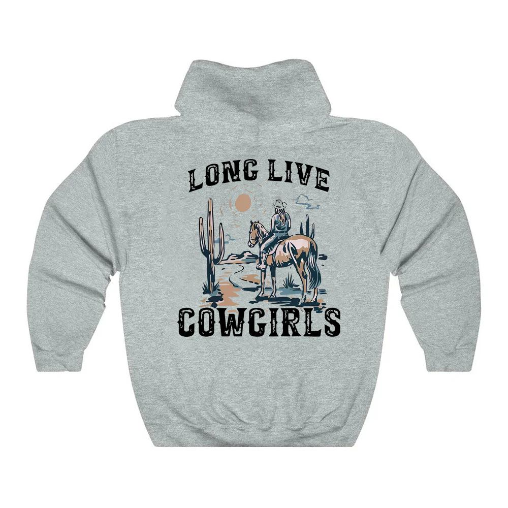 Long Live Cowboy Girl Hoodie Western Desert Hoodie Sportswear Kaktus Szene Cowboy Country Life Hoodie Country Girl Fashion Hoodi
