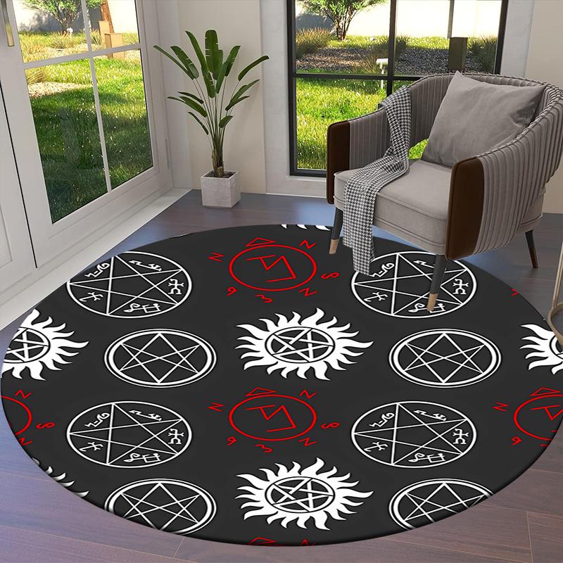 Supernatural Round Area Rug,Carpet Rug for Living Room Bedroom Sofa Playroom Decor,Non-slip Floor Mat