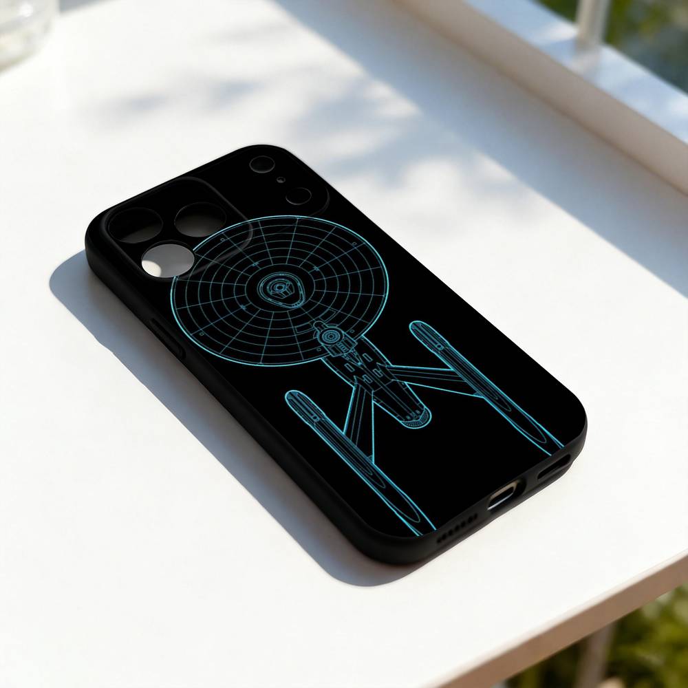 S-Star-Trek S-Navi Custodia Cool per Telefono per iPhone 17,16,15,14,13,12,11,Pro,Max,Plus,E,SE4,Air,Mini Nero Abbinamento Preciso dei Fori