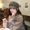 Exported To Japan Flat Top Folded Yamamoto Style Newsboy Hat Women's Autumn and Winter New Retro Face Small Equestrian Hat