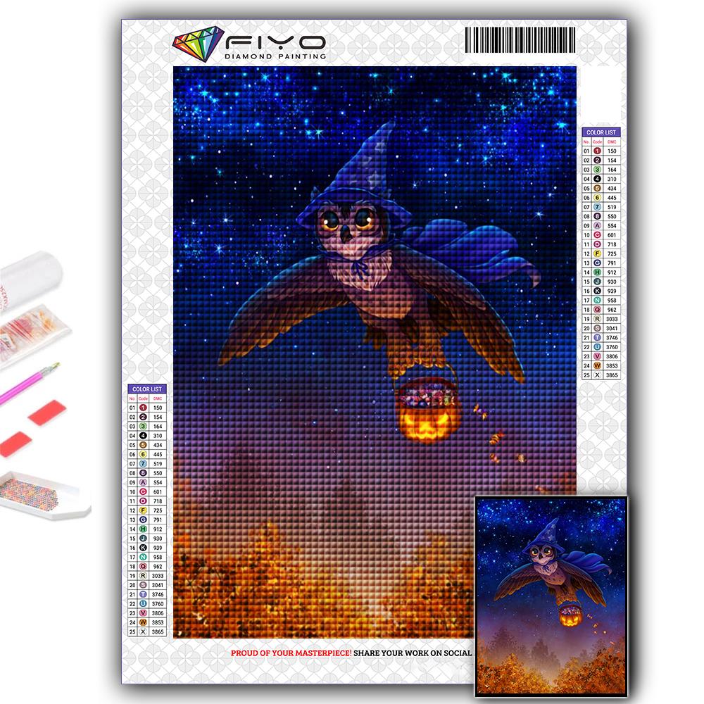 Gör-det-själv 5D Diamantmålning Djuruggla Korsstygnskit Full Drill Broderi Mosaikkonst Bild av Rhinestones Present
