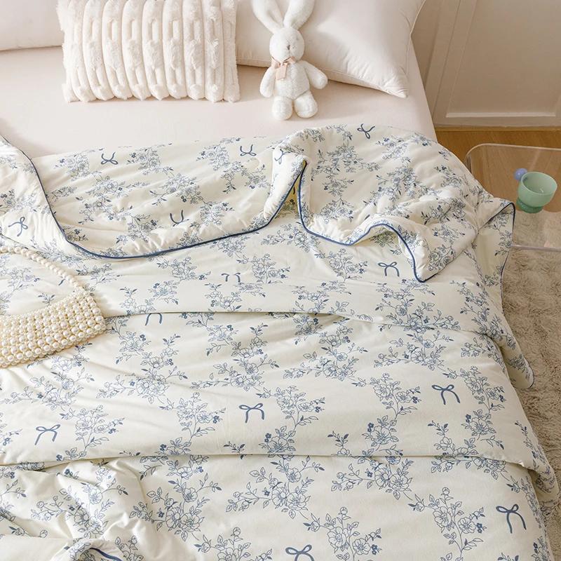 Cool Summer Quilt - Class A Milk Silk & Knitted Cotton (20% Soybean, Ultra-Soft Air-Con Bedding)