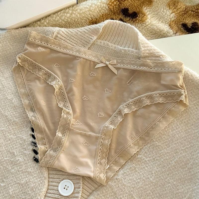 Ladies Summer Ultra Thin Sweet Lovely Lace Cotton Crotch Triangle Briefs