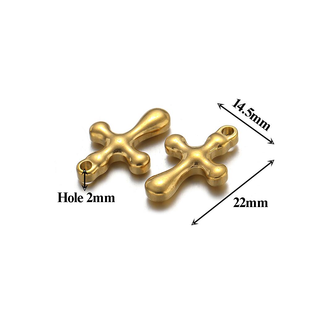5pcs Stainless Steel 18k Pvd Gold Plated Cross Charms Pendant for DIY Jewelry Boho Necklace Earrings Making Bracelet Supplies
