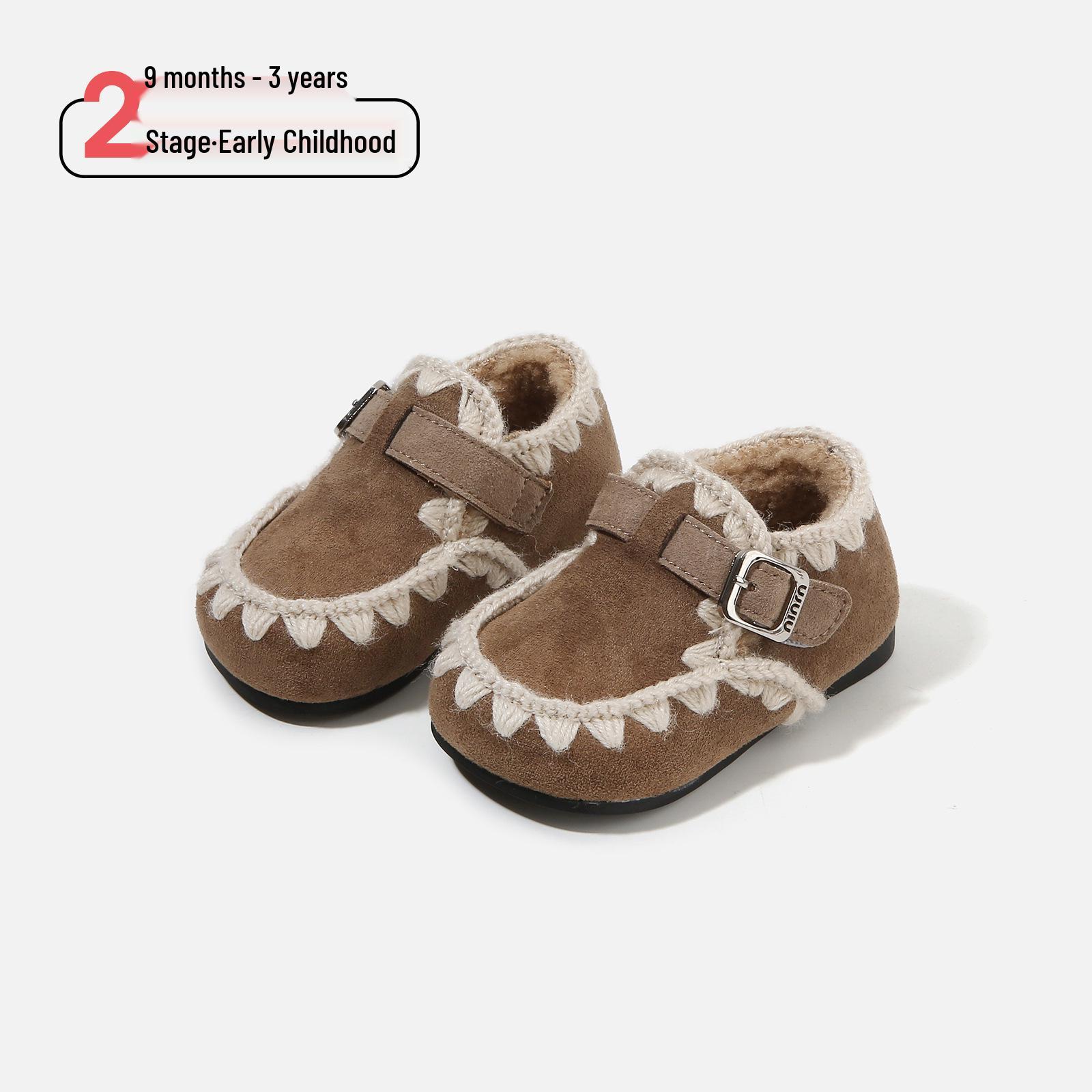 

Autumn/Winter Fleece-Lined Moccasin-Style Children s First Walking Shoes - Non-Slip, Soft Sole, Comfortable, Versatile. Size 15-19, 120 pairs per set хакі