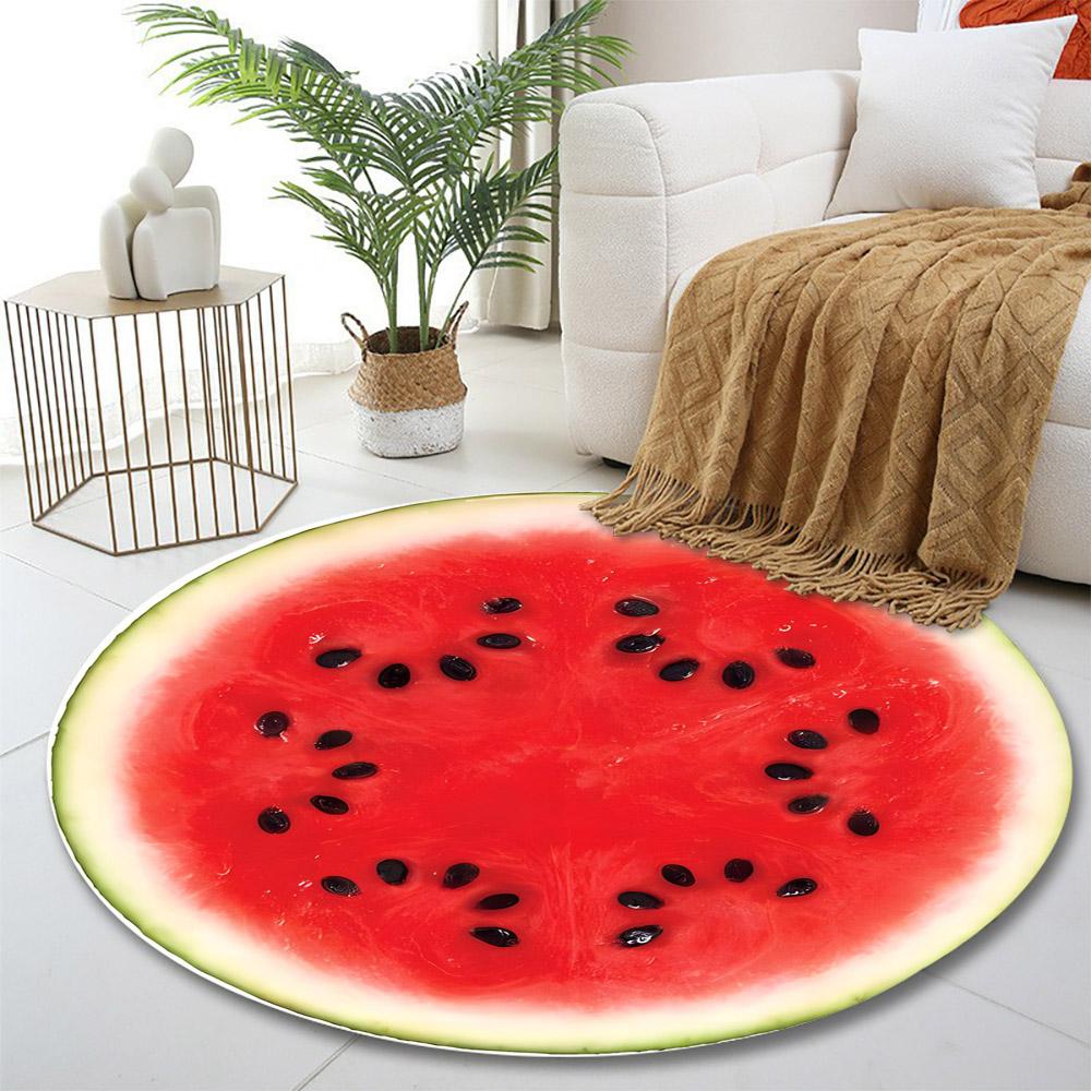 Watermelon Slice Pattern Print round rug, living room, bedroom, playroom carpet, non slip floor mat, gift
