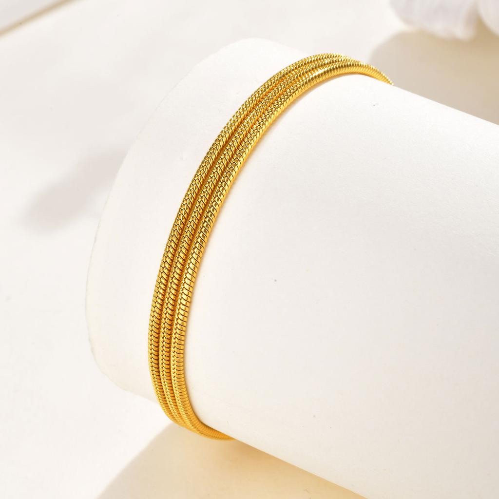 Multi-layer Stackable Beaded Chain Bracelet for Women Stainless Steel 18K Gold Plated Bracelet Hypoallergenic Waterproof Jewelry