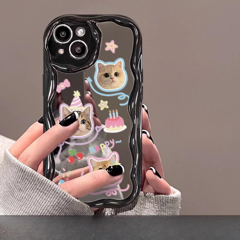 Подходит для Apple 14 Чехол для мобильного телефона Promax для iPhone 15 Забавная маска для лица с зеркалом в виде кошки и собаки 13 Силиконовый защитный чехол 12