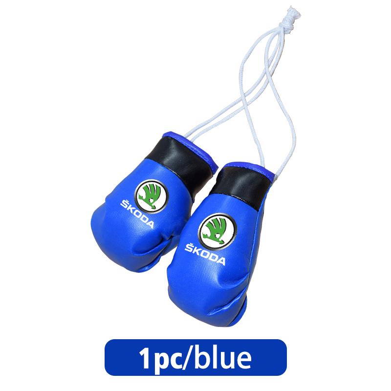 UMVB1 For Skoda Car Badge Boxing Gloves Keychain Hanging Rearview Mirror Decoration Pendant Accessories Kamiq MK3 Roomster Rapid