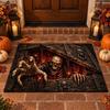 Felpudo de Halloween, Alfombra de Esqueleto con Ilusión 3D, Felpudo de Calavera Aterradora, Espeluznante Hallow