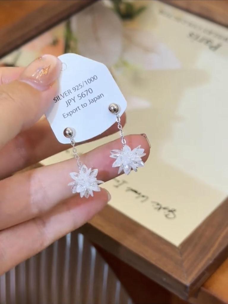 Squisiti Orecchini con Nappa Fiore di Ghiaccio di Cristallo: Eleganti Orecchini a Bottone 2025 di Design per Donna