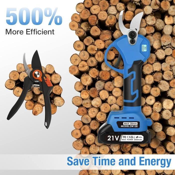 Elektrische Gartenschere - bilivry - 30mm - wiederaufladbarer Akku - bürstenloser Motor - Leistungsanzeige