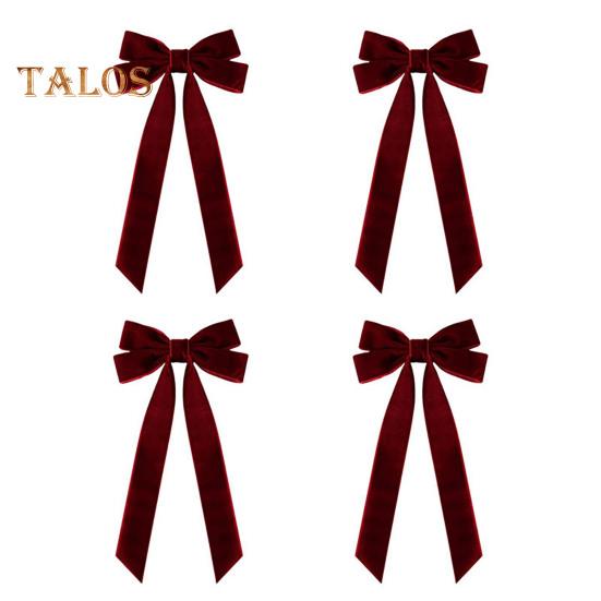4Pcs Christmas Velvet Bow Ribbon Gifts Garlands Windows Doors Walls Stairs Bow Embellishments Handmade Decoration