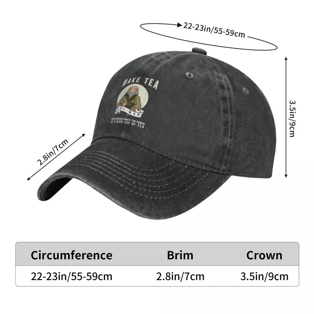 Uncle Iroh Jasmine Baseball Cap for Men Women Distressed Denim Headwear The Last Airbender Anime Activities Adjustable Fit Caps
