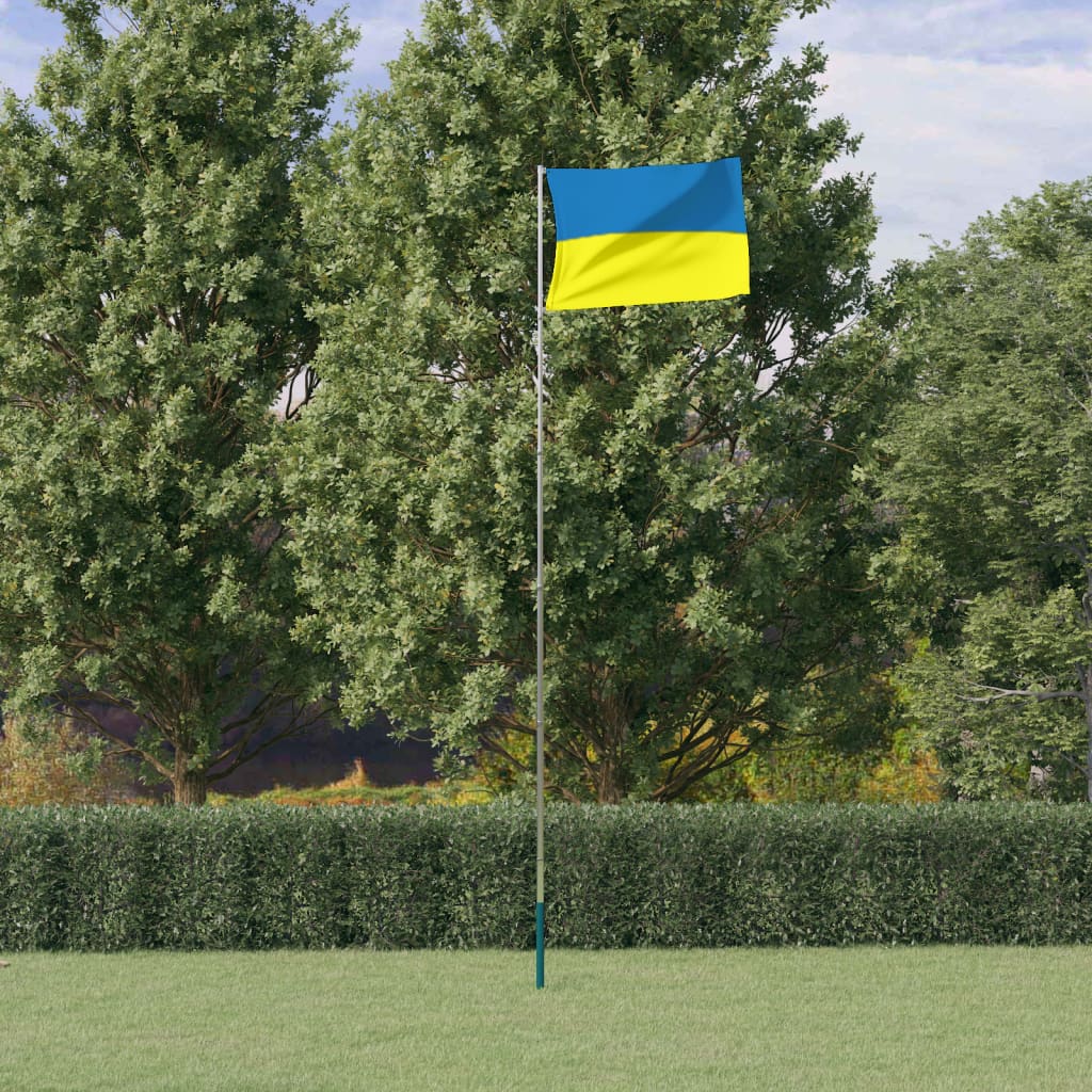 Vidaxl Flaga Ukrainy Z Masztem, 5,55 M, Aluminium