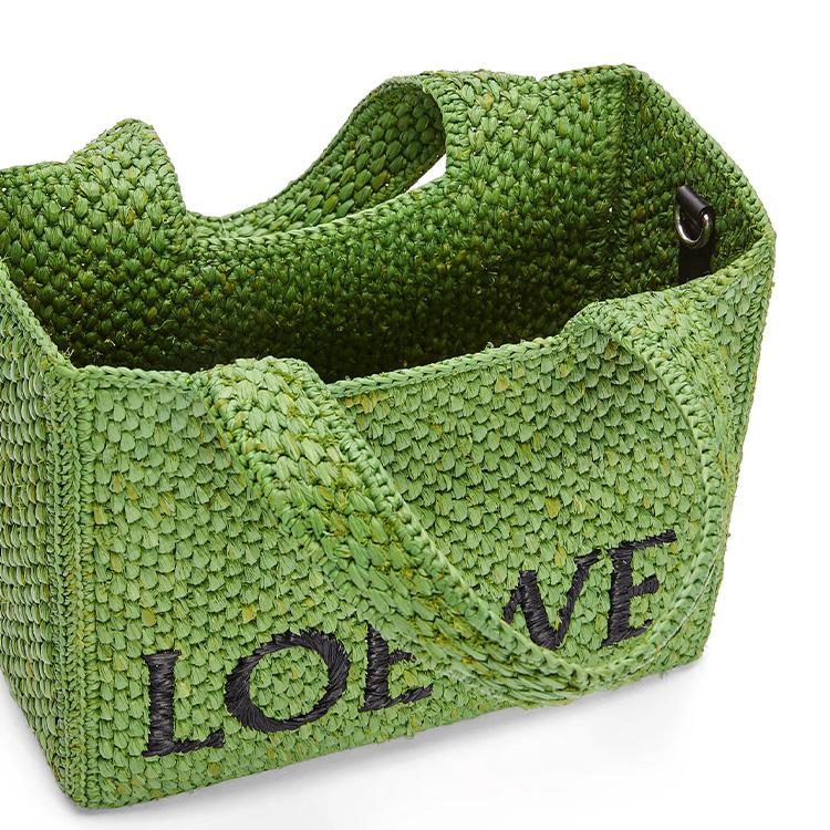 Loewe Font Tote With Detachable Adjustable Shoulder Strap In Wine Palm Fiber Women Tote Bag Green A685B59X01-4100