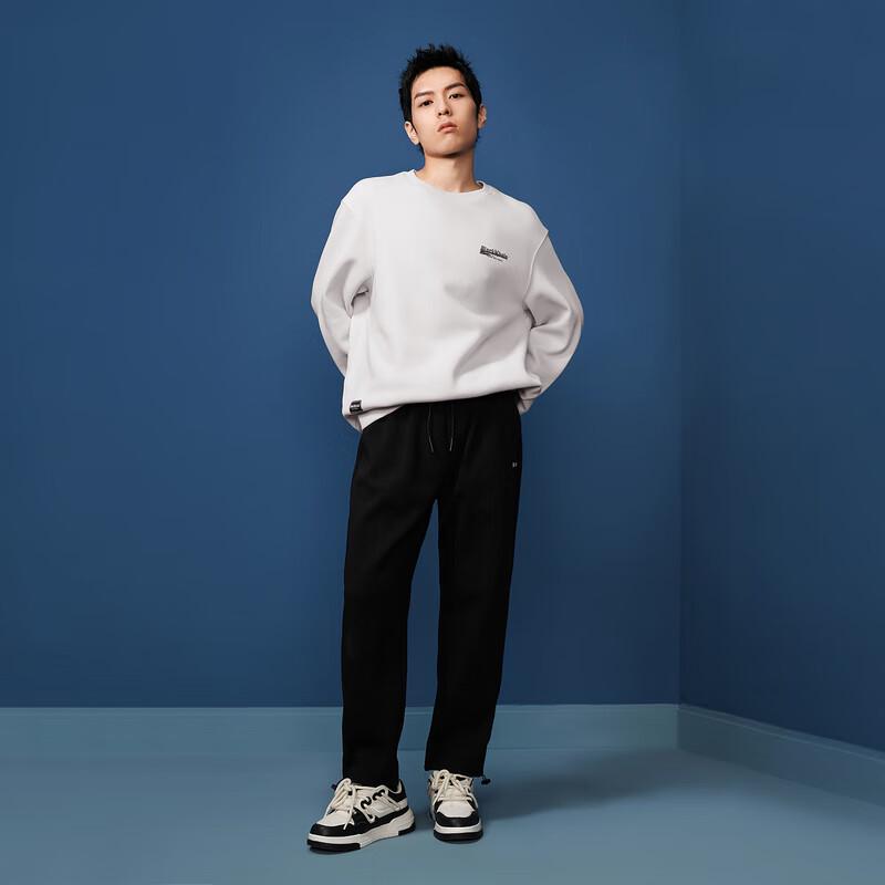 HLA Black Whale Men's Loose Fit Graphic Print Crewneck Sweatshirt