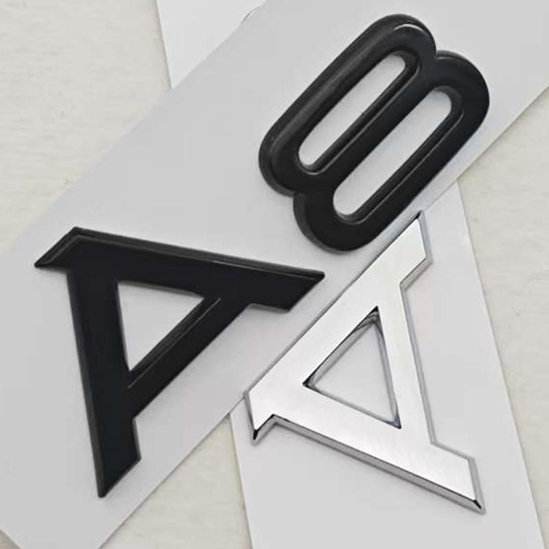3D ABS Chrome Black Car Letters Logo A7 A8 Rear Trunk Badge Sticker Decals For Audi A7 A8 Sportback Auto Tail Accessories