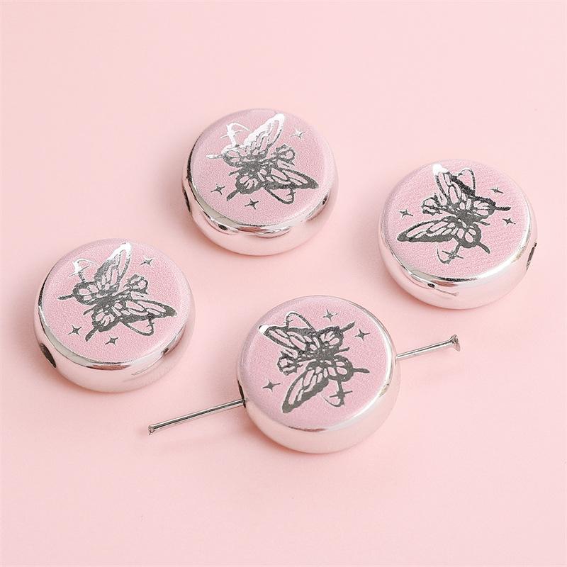 Handmade Bracelet Beads Acrylic Printed Beads Cartoon Beads Handmade Diy Bracelet Loose Beads Bracelet Pendant Graffiti Beads Jewelry Accessories