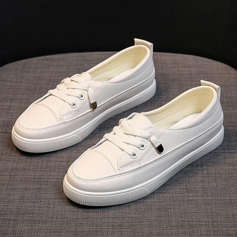 """Modne damskie białe skórzane sneakersy 2025""": Jesień Oddychające, Płytki Dekolt, Styl Koreański, Pasujące do wszystkiego, Idealne dla Studentów"