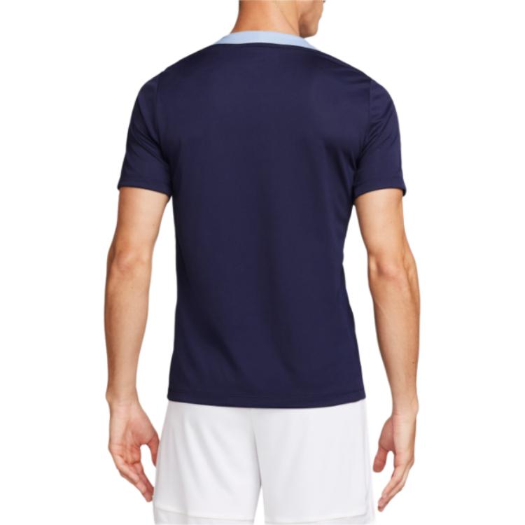 Nike France National Team Euro Cup Football Training Series Color Block Printed Round Neck Short Sleeve Football Shirt Men Tops Navy-Blue FJ2921-498