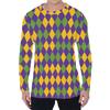 Simple Argyle Pattern Men's T-shirts Fashion Casual 3D Printed Long Sleeve T-shirts Loose Round Neck Streetwear Pullovers