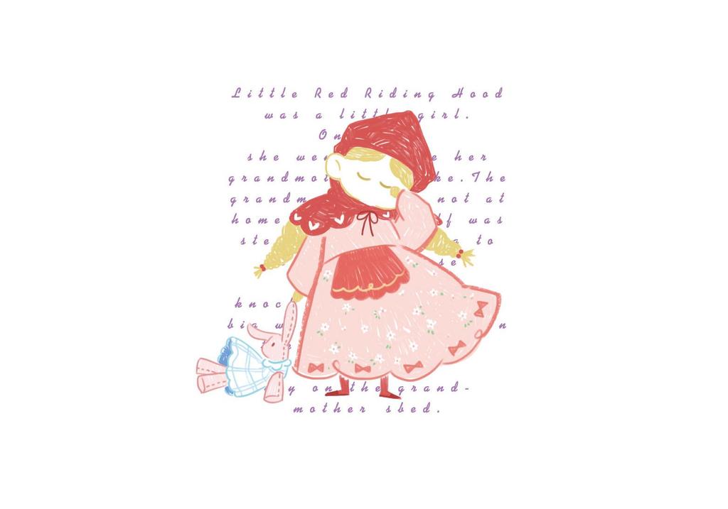 Fuyou B6 PU Magnetic Little Red Riding Hood Journal with Cute Hand-Drawn Illustrations