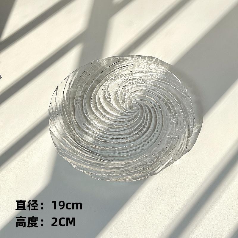 french tableware Home Fruit Salad Cake Plate Transparent Water Ripple Glass Plate Nebula Breakfast Dessert Dish Kitchen Tablewar