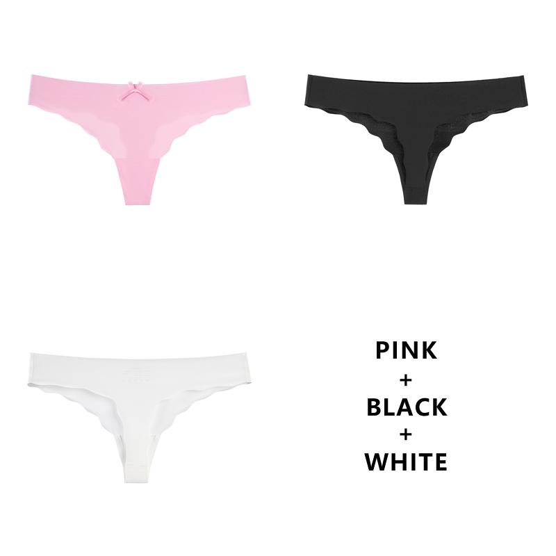 3PCS/Lot Seamless Panty Set Underwear T-back Female Comfort Intimates Fashion Ladies Low-Rise Briefs Panties Women Sexy Lingerie